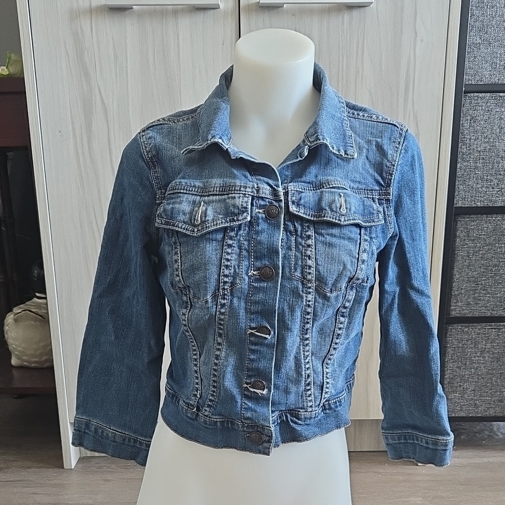 Jessica Simpson Blue Jean Jacket Cropped Classic